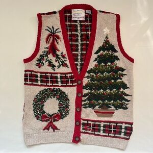 90s Marisa Christina Christmas Sweater Vest in Red and Green